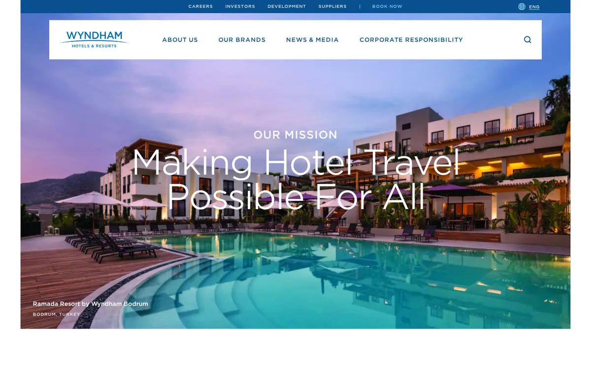 Wyndham Corporate: перший екран