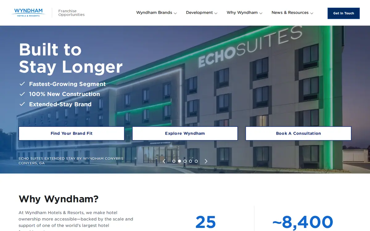 Wyndham Development: перший екран